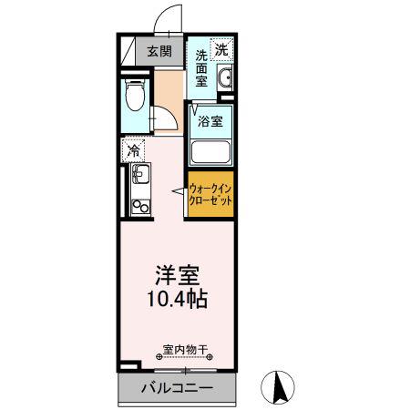 プランドールヒルズ(ワンルーム/2階)の間取り写真