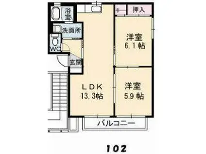 シャーメゾンS A棟(2LDK/1階)の間取り写真