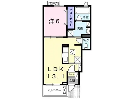 カモミール(1LDK/1階)の間取り写真