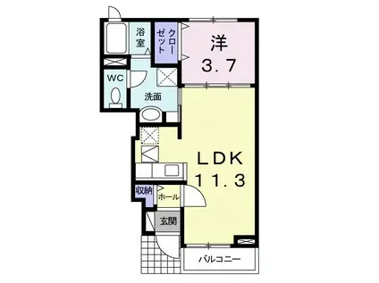 プロムナードV(1LDK/1階)の間取り写真