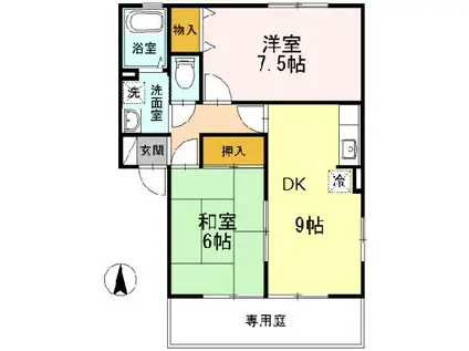 エピナール B棟(2DK/2階)の間取り写真