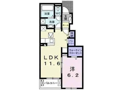 プリムローズ神宮西(1LDK/1階)の間取り写真