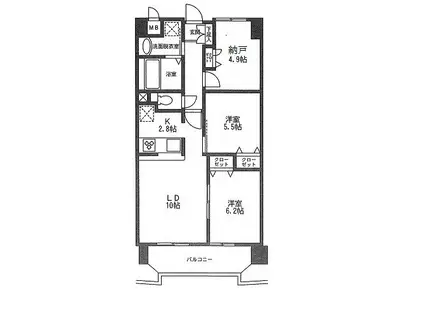 エスペランサII(2SLDK/10階)の間取り写真
