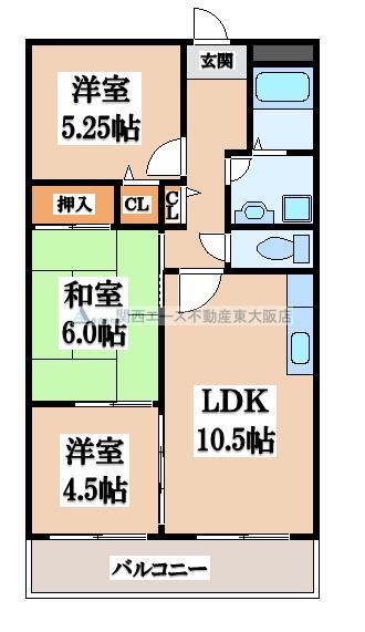カーサフィオーレ弐番館(3LDK/4階)の間取り写真