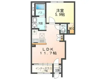 エーレンハイムD(1LDK/1階)の間取り写真