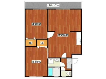 宝満ビル(2LDK/1階)の間取り写真