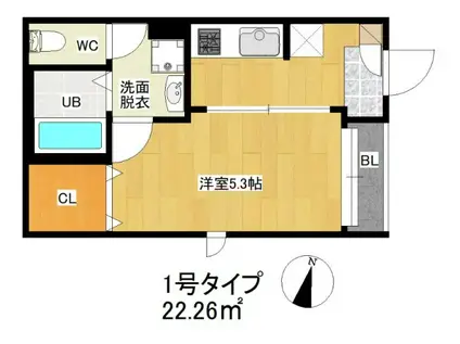 G-SMART 茶山(1K/2階)の間取り写真