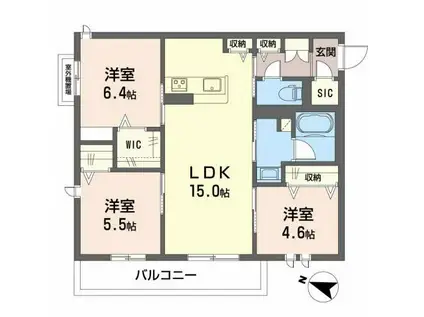 シャーメゾン ブランシュ(3LDK/3階)の間取り写真