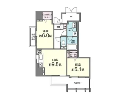 T.Y天六(2LDK/8階)の間取り写真