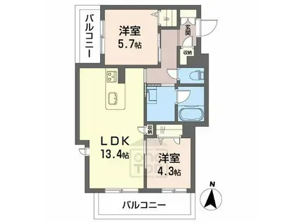 シャーメゾン ユウム(2LDK/3階)の間取り写真