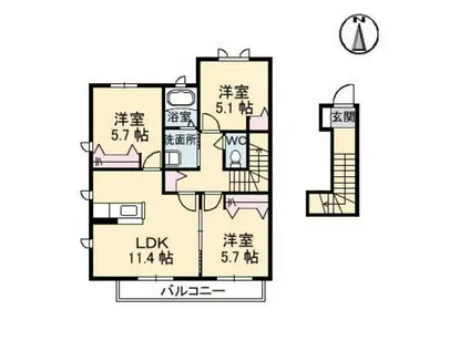 シエロ セレーノA棟(3LDK/2階)の間取り写真