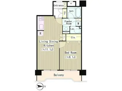 パルティーレ西落合(1LDK/1階)の間取り写真