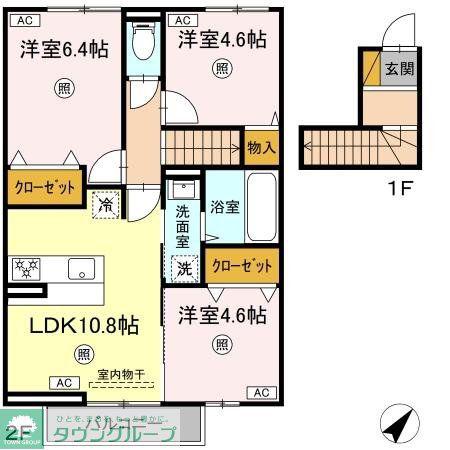 フォレストウッド A棟(3LDK/2階)の間取り写真
