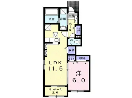 エヴァーレオ II(1LDK/1階)の間取り写真