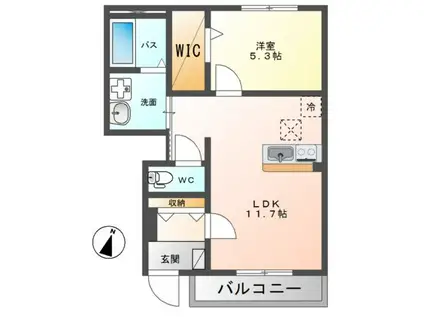 OLI OLI A(1LDK/1階)の間取り写真