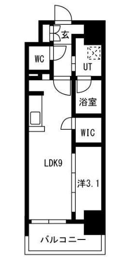メイクスアート名駅ウエスト(1LDK/2階)の間取り写真