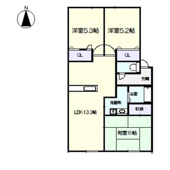 ラ・パルテール下中野 壱番館(3LDK/2階)の間取り写真