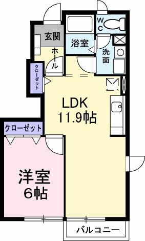 グラン・リーオB(1LDK/1階)の間取り写真