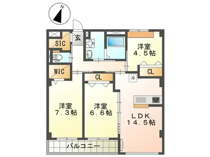 イースト WISTERIAI(3LDK/2階)の間取り写真