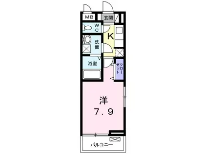 エルヴィータ(1K/1階)の間取り写真