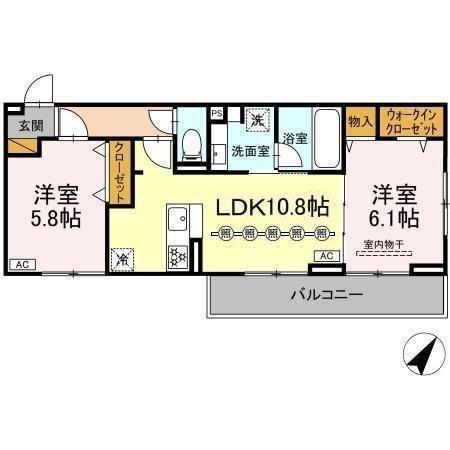 リベラル(2LDK/2階)の間取り写真