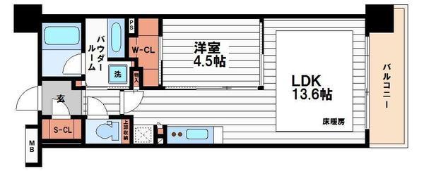 オーパスレジデンス心斎橋サウス(1LDK/9階)の間取り写真