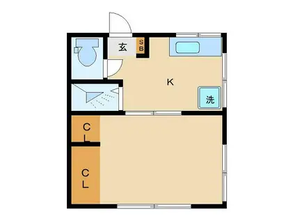 アカゲラの家(1K/1階)の間取り写真