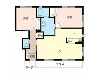 PROUD AYA(2LDK/1階)の間取り写真