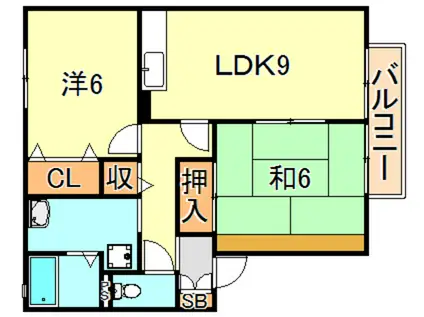 セジュールME伊藤(2LDK/2階)の間取り写真