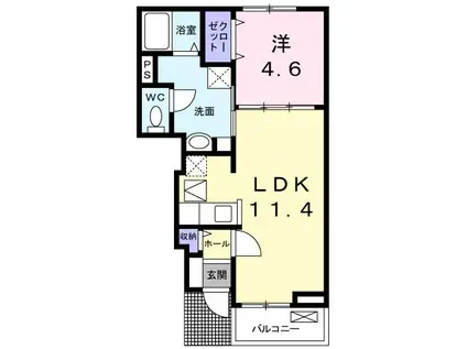 カルム・メゾン 東館(1LDK/1階)の間取り写真