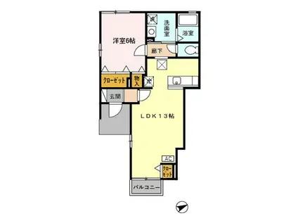 グレイスガーデン(1LDK/1階)の間取り写真