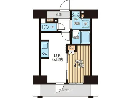 シティラックストベ(1DK/6階)の間取り写真
