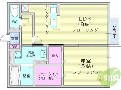 ボナール西多賀(1LDK/1階)の間取り写真