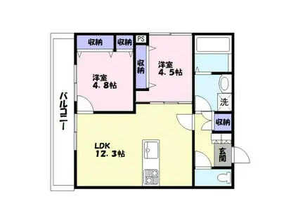 ミライテラス(2LDK/1階)の間取り写真