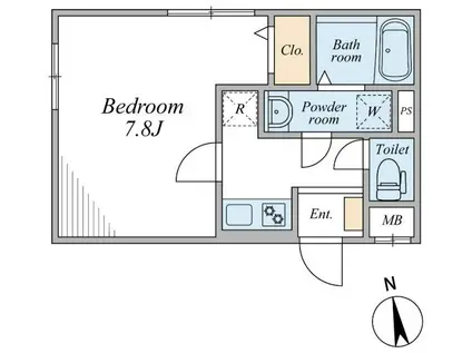 NRAY RESIDENCE(1K/2階)の間取り写真
