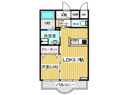 KE EFFORT(1LDK/1階)の間取り写真