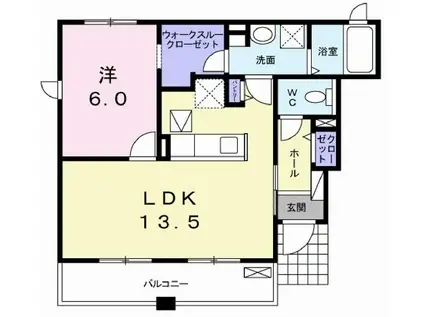 エス・ペルスネージュII(1LDK/1階)の間取り写真