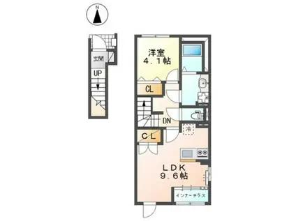 スターテラスII西大寺(1LDK/2階)の間取り写真