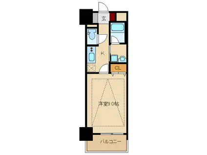 セレッソコート新大阪(1K/9階)の間取り写真