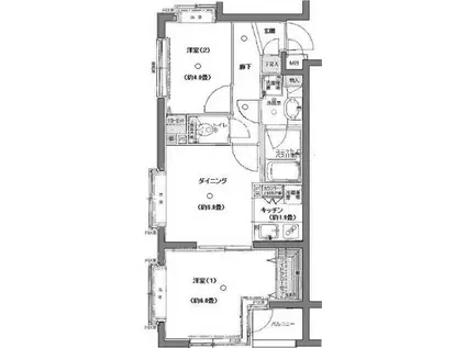 マイキャッスル田園調布II(2DK/4階)の間取り写真