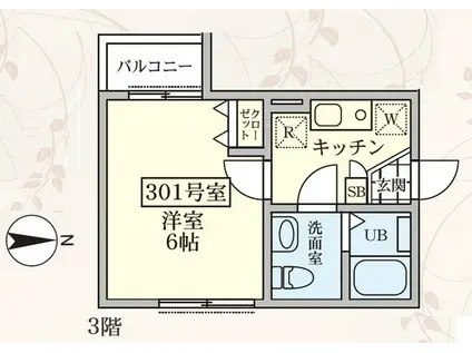 グランツ菊名(1K/3階)の間取り写真