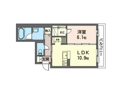 クレスティーク(1LDK/2階)の間取り写真