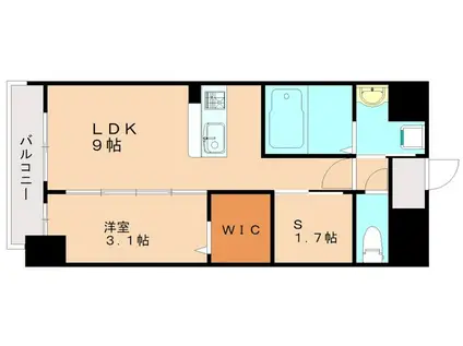 ラフィーネ箱崎駅前(1SLDK/6階)の間取り写真