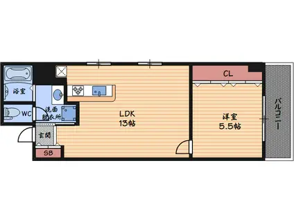 サンウィズOSAKA(1LDK/3階)の間取り写真