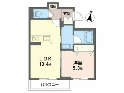 シャーメゾン弁天(1LDK/2階)の間取り写真