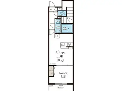 ライジングサン(1LDK/1階)の間取り写真