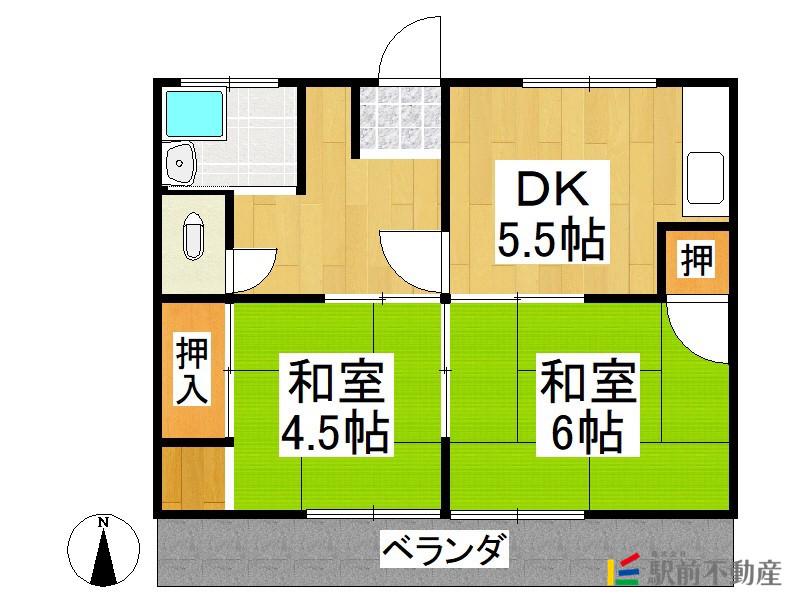 大栄アパート(2DK/2階)の間取り写真