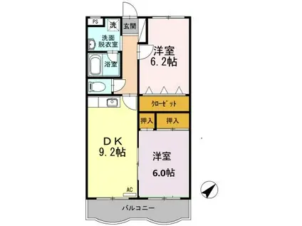 コンフォーレ広石(1LDK/2階)の間取り写真