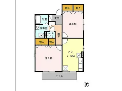 ネオ・コーポリラ(2DK/1階)の間取り写真