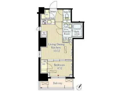 パークアクシス渋谷神山町(1LDK/11階)の間取り写真